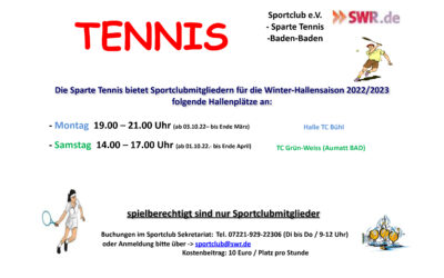 Tennis – Winter-Hallensaison 2022/2023