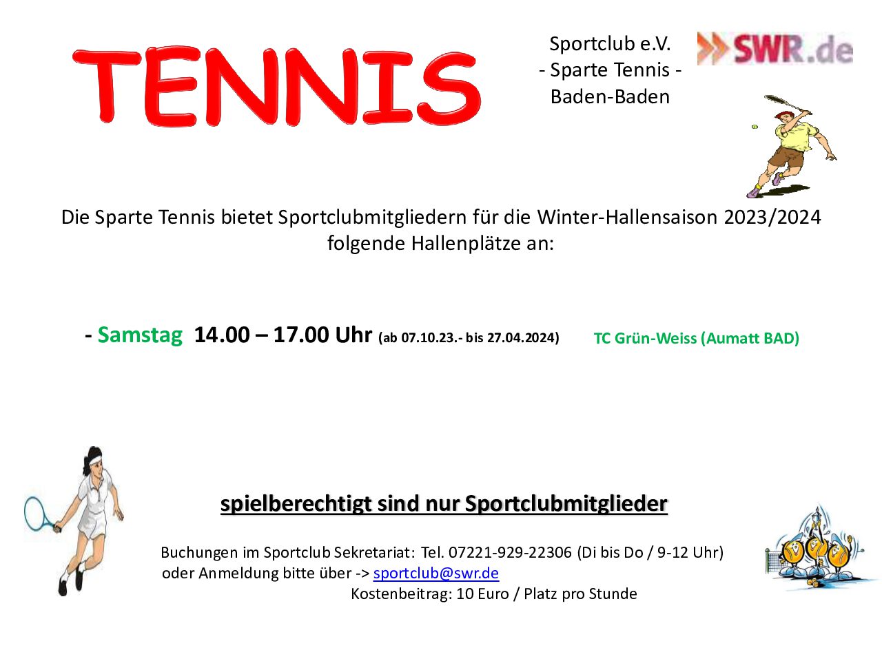 Tennis – Winter/Hallensaison in Baden-Baden 2023/2024