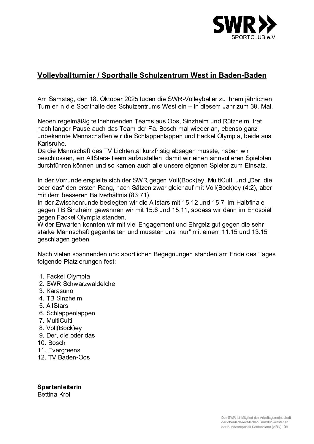 Volleyballturnier – Baden-Baden Schulzentrum West