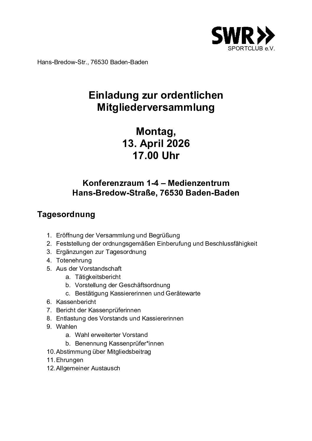 Mitgliederversammlung 13.4.26 / BAD